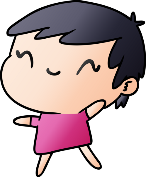 Bir insan tarafından çizilmiş sevimli bir kawai kızının gradyan çizimi.