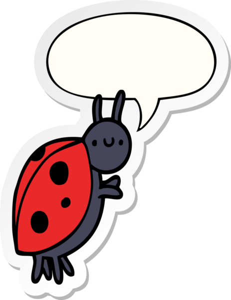 bir insan tarafından çizilmiş konuşma balonu çıkartmalı uğur böceği çizgi filmi