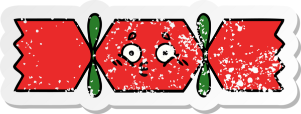 Bir insan tarafından çizilmiş tatlı bir noel krakerinin sıkıntılı çıkartması.