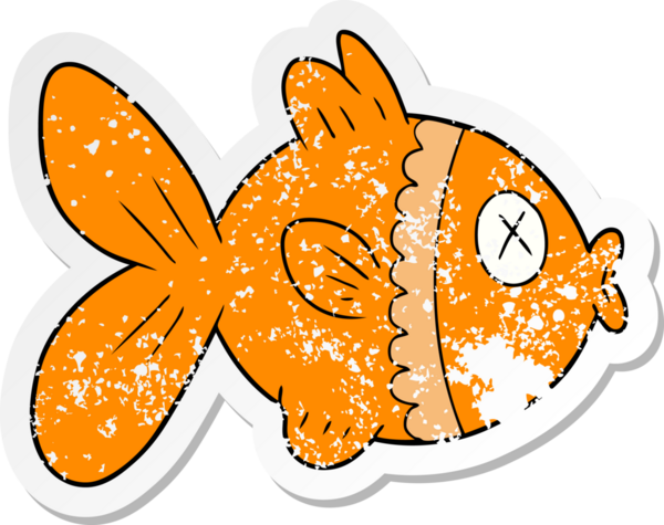 Bir insan tarafından çizilmiş Japon balığının sıkıntılı çıkartması.