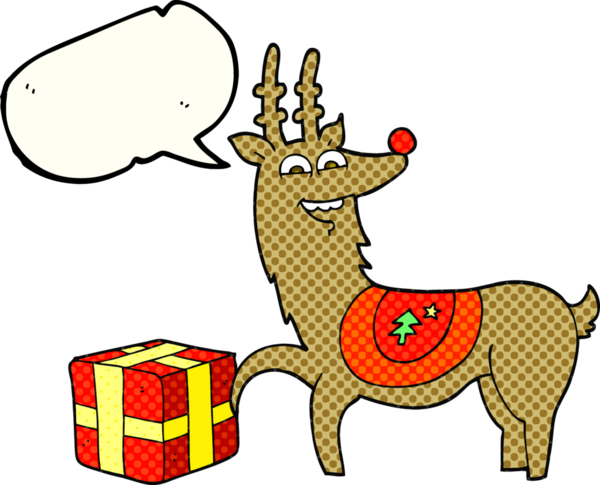 El yazısıyla çizilmiş çizgi roman konuşma balonu, bir insan tarafından çizilmiş Noel geyiği.