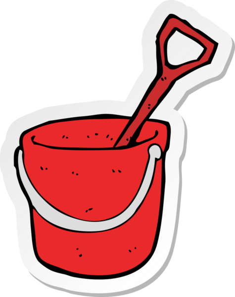 Bir insan tarafından çizilmiş karikatür kovası ve maça çıkartması.