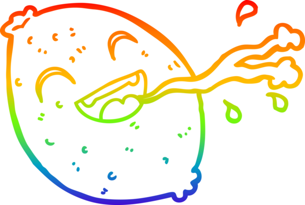 Bir insan tarafından çizilmiş limon fışkırtan bir karikatür çizimi