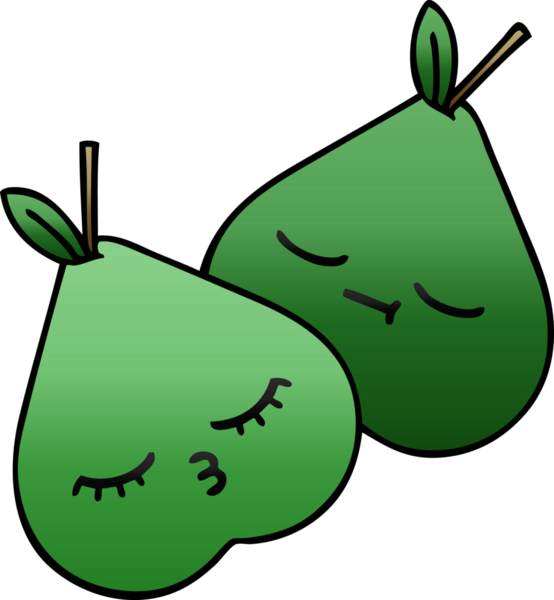 Bir insan tarafından çizilmiş armutun gölgelenmiş karikatürü