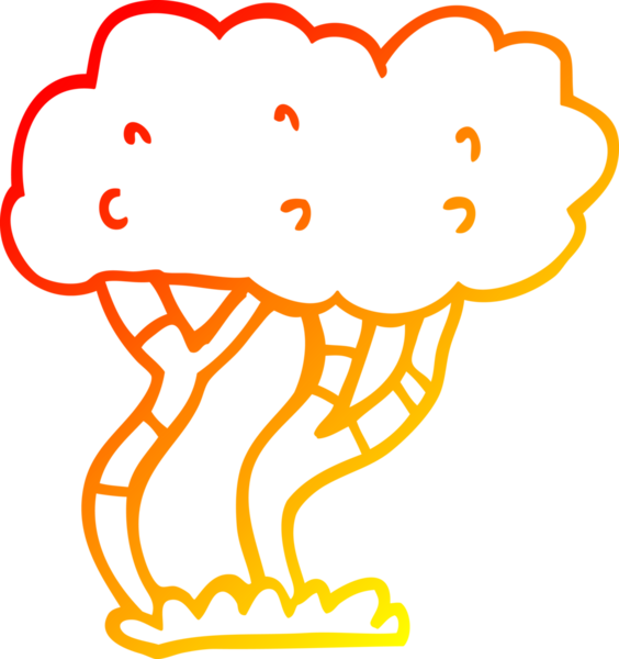 Bir insan tarafından çizilmiş bir çizgi film ağacının sıcak gradyan çizimi