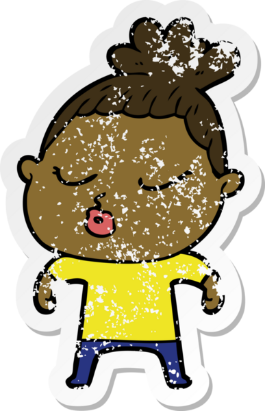 Bir insan tarafından çizilmiş sakin bir karikatür çıkartması.