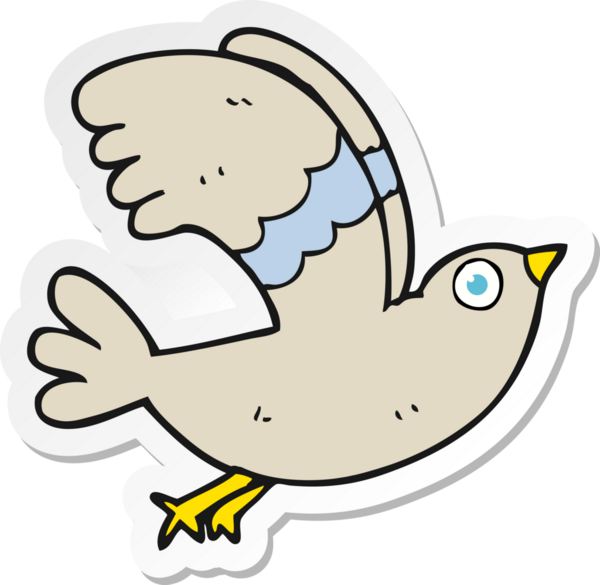 Bir insan tarafından çizilmiş çizgi film kuşunun çıkartması.