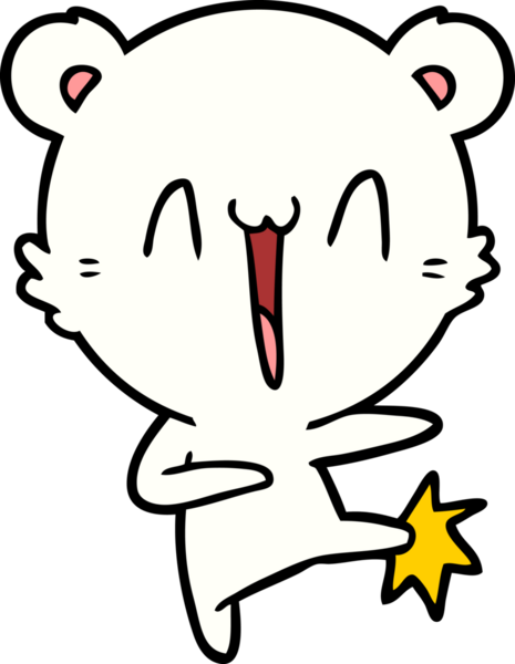 Bir insan tarafından çizilmiş mutlu kutup ayısı karikatürü