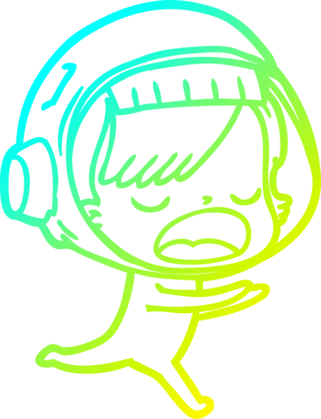 Bir insan tarafından çizilen çizgi roman astronot bir kadının soğuk gradyan çizimi.