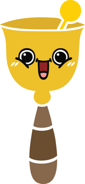 Bir insan tarafından çizilmiş okul çanının düz renkli retro karikatürü