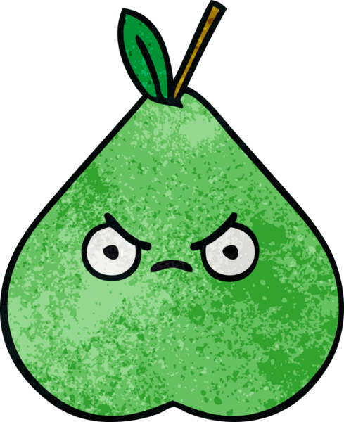 Bir insan tarafından çizilmiş yeşil armut retro grunge desen karikatürü
