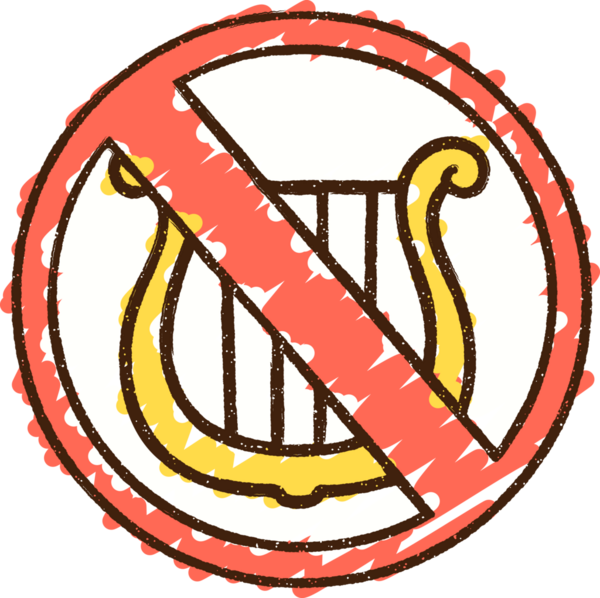 Bir insan tarafından çizilmiş Müzik Yasağı Tebeşiri