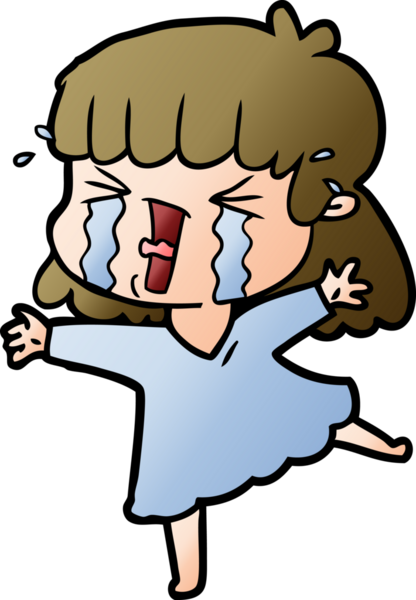 Bir insan tarafından çizilmiş gözyaşları içindeki çizgi film kadını.