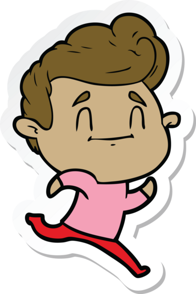 Bir insan tarafından çizilmiş koşu çizgi filmindeki bir adamın çıkartması.