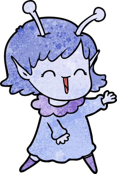 Bir insan tarafından çizilmiş uzaylı kız.