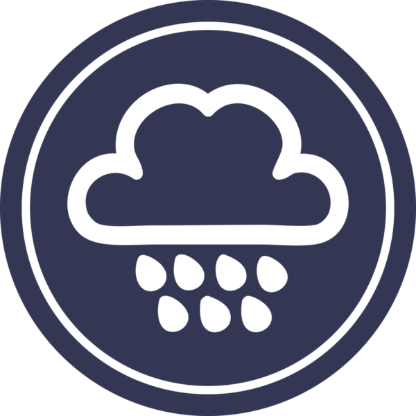 Bir insan tarafından çizilmiş yağmur bulutu dairesel simgesi