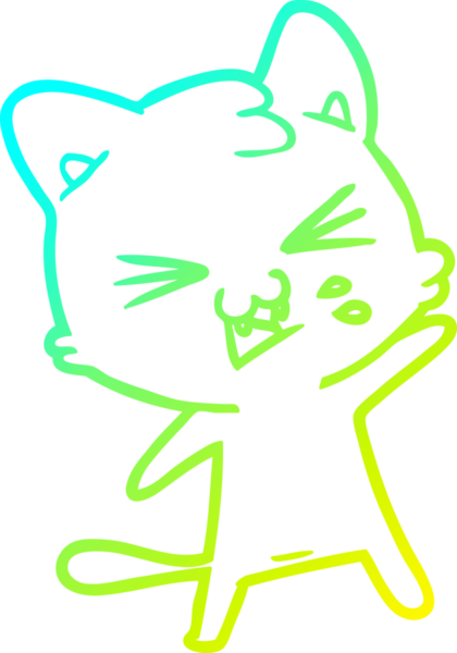 Bir insan tarafından çizilen çizgi film kedisinin soğuk gradyan çizimi