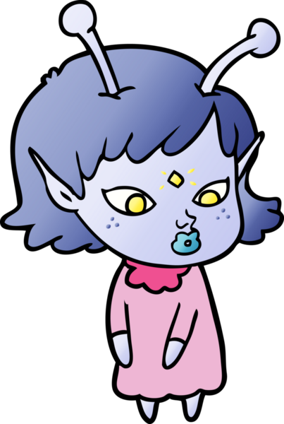 Bir insan tarafından çizilmiş güzel uzaylı kız.