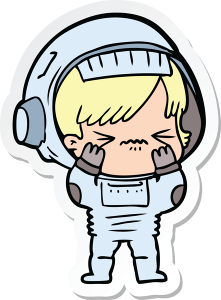 Bir insan tarafından çizilmiş astronot bir kadının çıkartması.