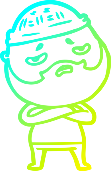 Bir insan tarafından çizilmiş sakallı, endişeli bir çizgi film çizimi.