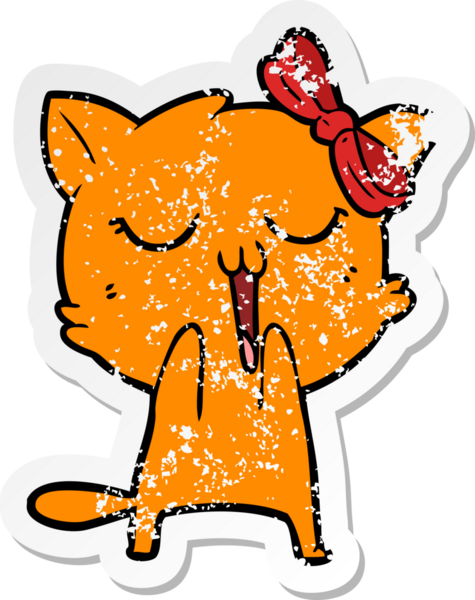 Bir insan tarafından çizilmiş karikatür bir kedinin sıkıntılı çıkartması.