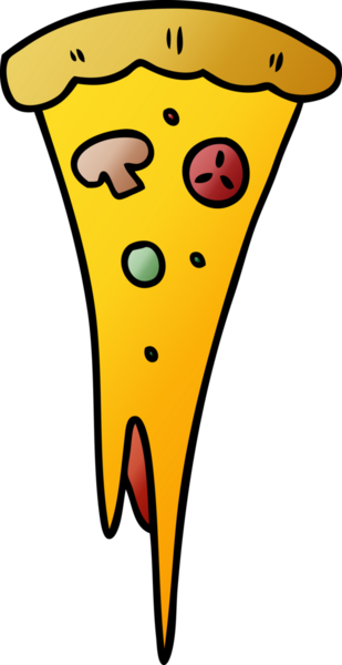 Bir insan tarafından çizilmiş bir dilim pizzanın gradyan karikatürü.