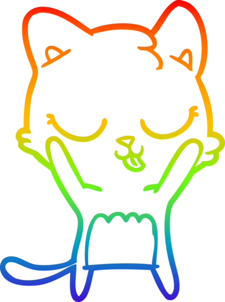 Gökkuşağı gradyan çizgisi bir insan tarafından çizilmiş şirin bir çizgi kedi çizimi