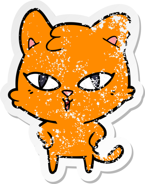 Bir insan tarafından çizilmiş karikatür bir kedinin sıkıntılı çıkartması.