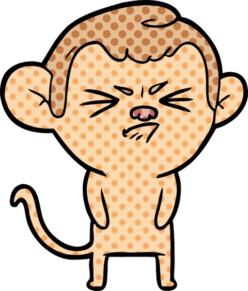 Bir insan tarafından çizilmiş sinir bozucu bir maymun.