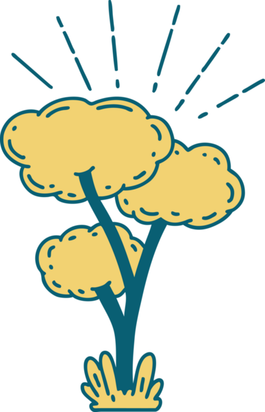 Bir insan tarafından çizilmiş geleneksel dövme ağacının çizimi