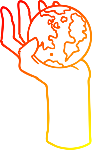 Bir insan tarafından çizilmiş bir karikatür elin sıcak gradyan çizimi.