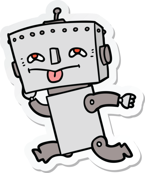 Bir insan tarafından çizilmiş robot karikatür çıkartması.