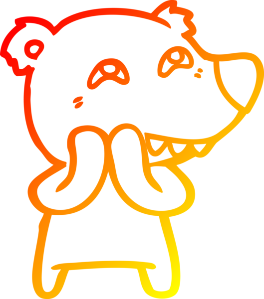 Bir insan tarafından çizilmiş dişleri gösteren çizgi film ayısının sıcak çizgi çizimi