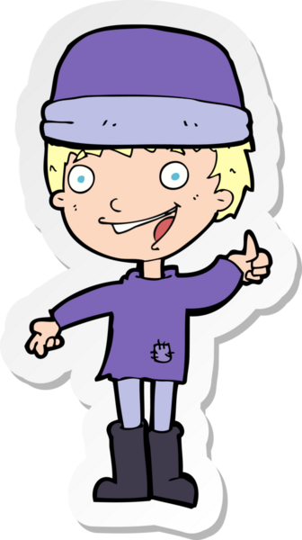 Bir insan tarafından çizilmiş şapkalı bir adamın çıkartması.