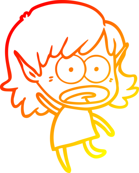 Bir çizgi film karakteri çizimi bir insan tarafından çizilmiş elf kızı şok etti.