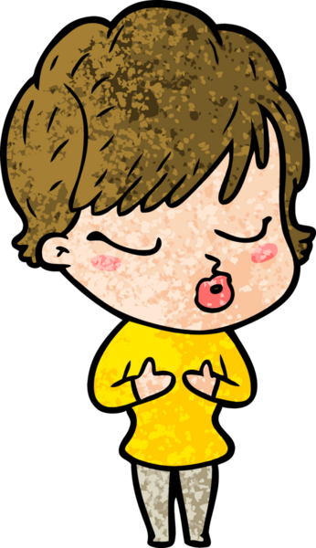 Bir insan tarafından çizilmiş gözleri kapalı çizgi film kadını.