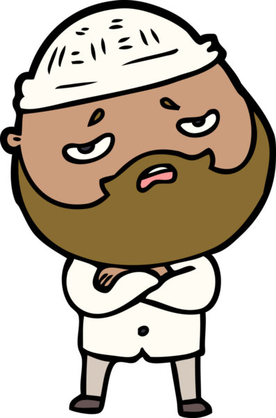 Bir insan tarafından çizilmiş sakallı endişeli bir adam.