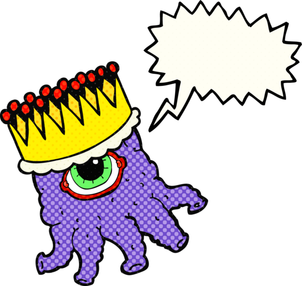 Bir insan tarafından çizilmiş karikatür kralı çizgi film karakteri.