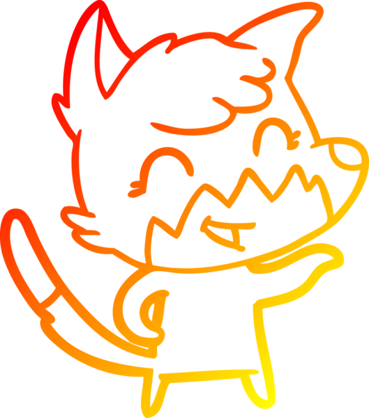 Bir insan tarafından çizilmiş mutlu bir tilkinin sıcak çizgi çizimi