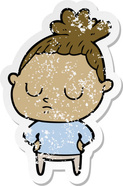 Bir insan tarafından çizilmiş sakin bir karikatür çıkartması.