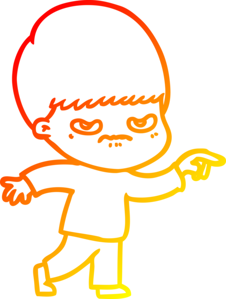 Bir insan tarafından çizilmiş kızgın bir çizgi film çocuğu çizimi.