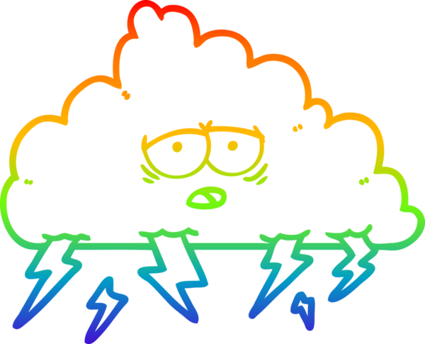 Gökkuşağı gradyan çizgi çizimi bir insan tarafından çizilmiş fırtına bulutu