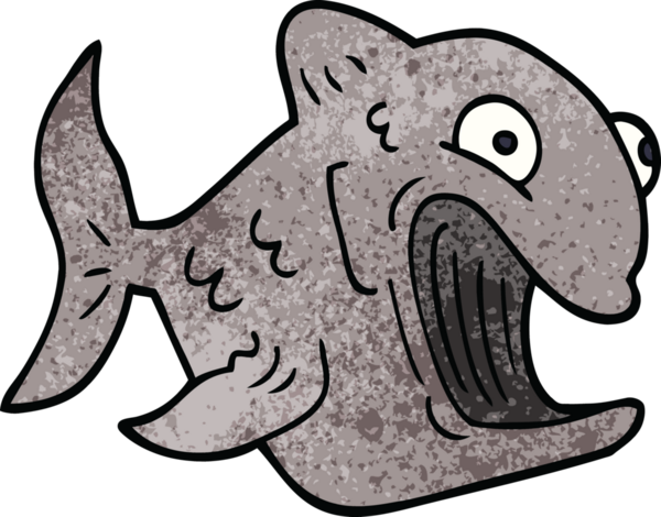 Bir insan tarafından çizilmiş komik karikatür balığı.