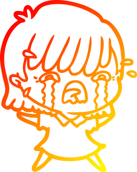 Bir insan tarafından çizilmiş ağlayan çizgi film kızı çizimi.