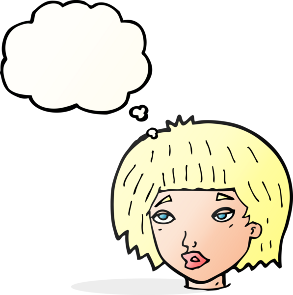 Bir insan tarafından çizilmiş düşünce baloncuğu olan sıkılmış bir kadın.