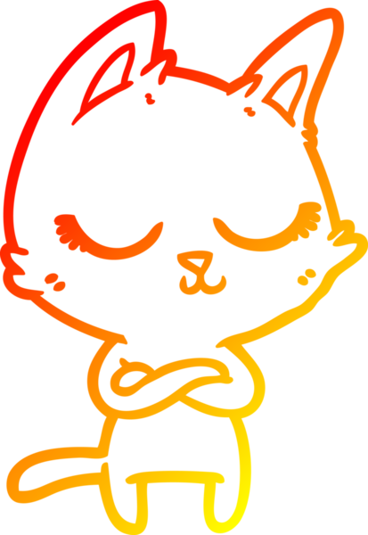 Bir insan tarafından çizilmiş sakin bir çizgi film kedisinin sıcak çizgi çizgisi.