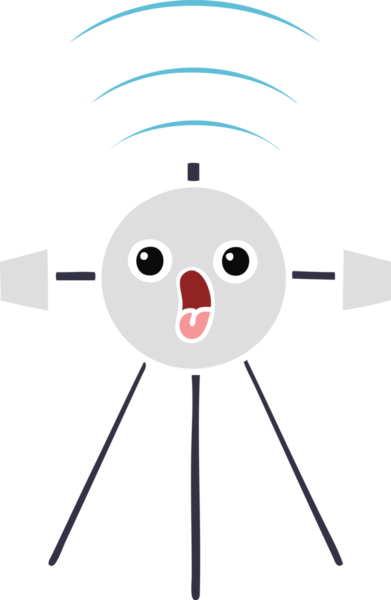 Bir insan tarafından çizilmiş düz renkli bir uydu karikatürü