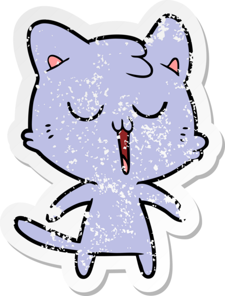 Bir insan tarafından çizilmiş çizgi film kedisinin sıkıntılı çıkartması.