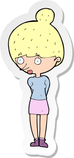 Bir insan tarafından çizilmiş bir karikatür kadının çıkartması.