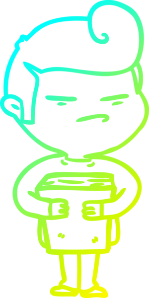 Bir insan tarafından çizilmiş, moda saç kesimli, karikatür çizen havalı bir adam.